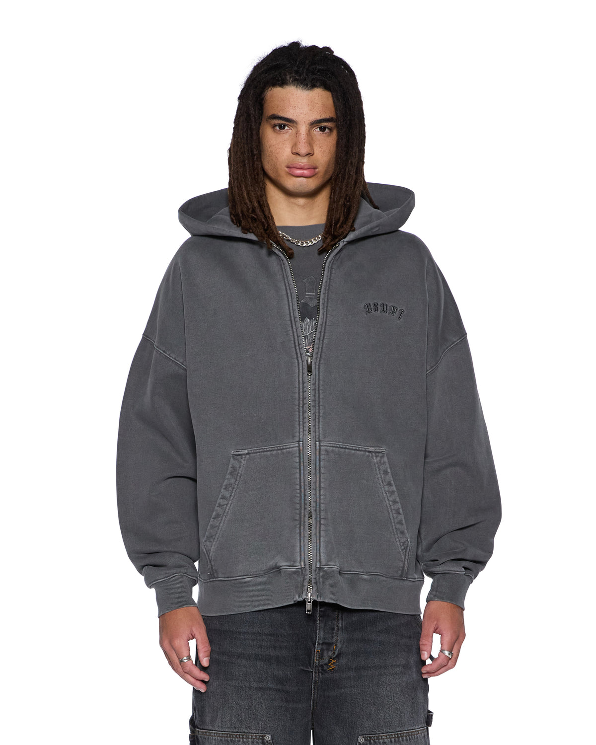 MENS SERPENT EKCESS HOODIE FADED BLACK FLEECE