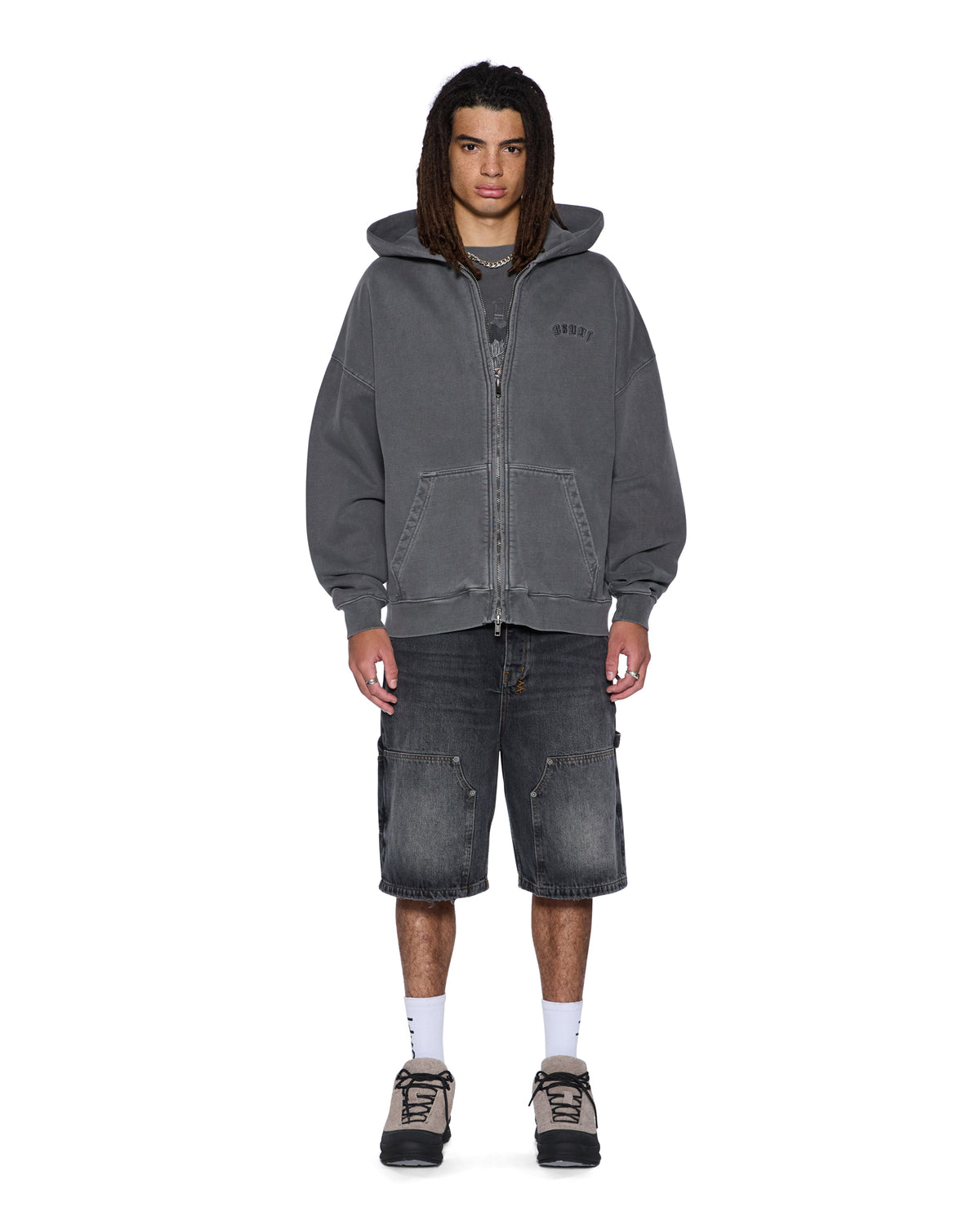 MENS SERPENT EKCESS HOODIE FADED BLACK FLEECE