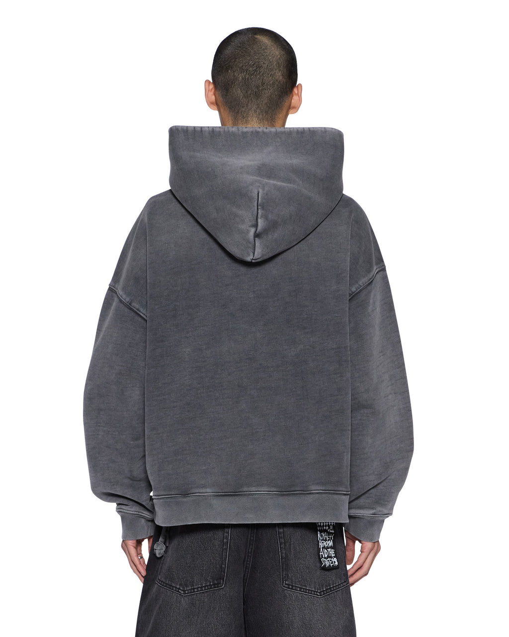 Mens Shield Hoodie Ekcess Charcoal Fade Oversized Fleece - Grey
