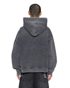 Mens Shield Hoodie Ekcess Charcoal Fade Oversized Fleece - Grey