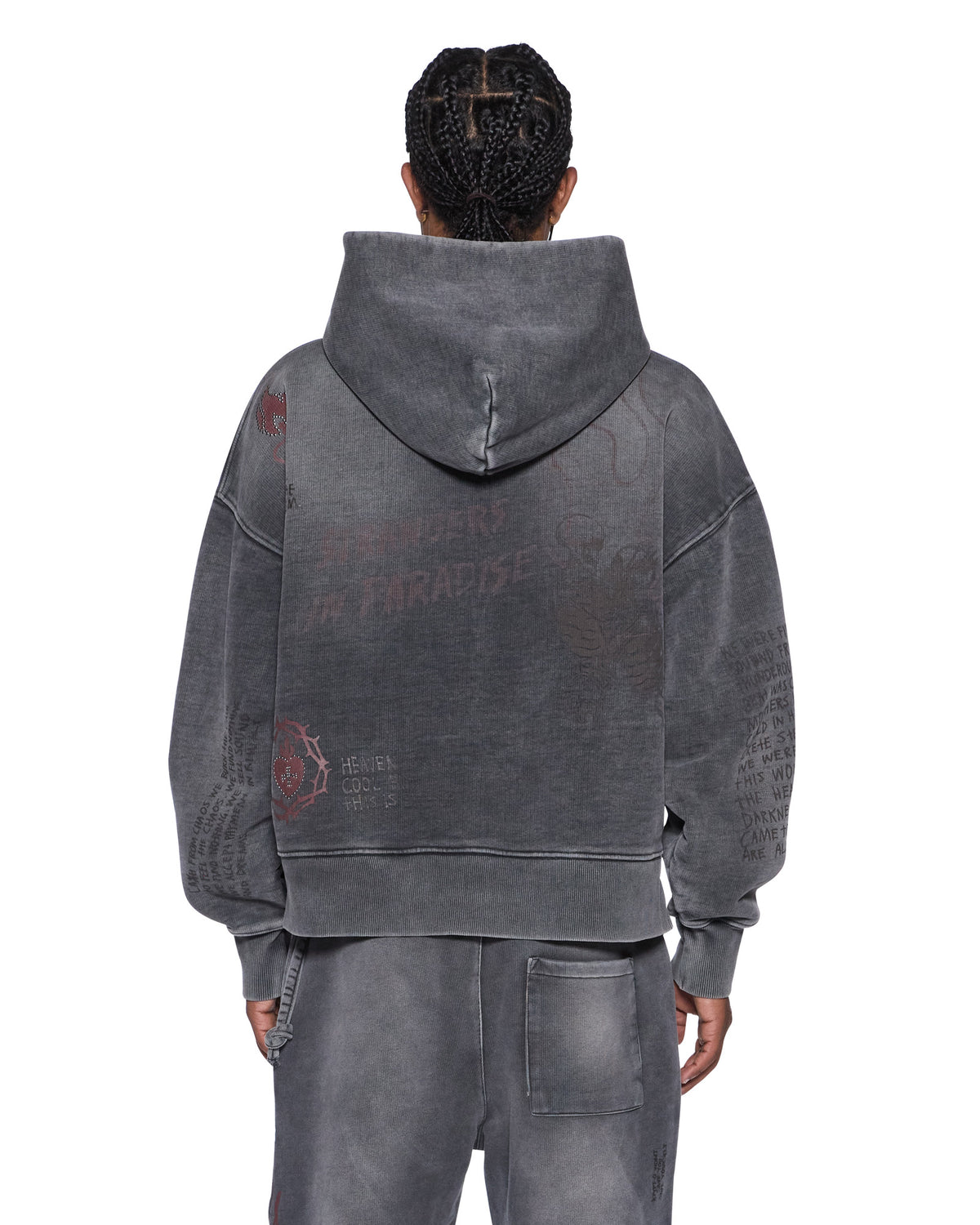 Mens Skool Halen Zip Hoodie Charcoal Fade Baggy Fleece - Grey