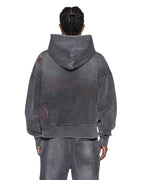 Mens Skool Halen Zip Hoodie Charcoal Fade Baggy Fleece - Grey