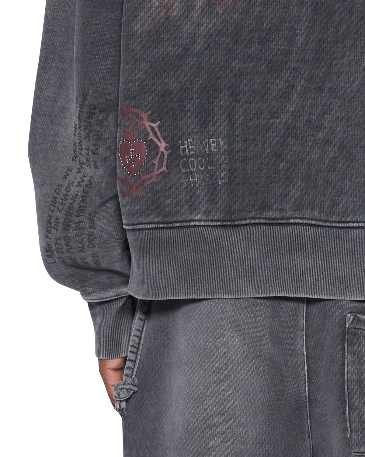 Mens Skool Halen Zip Hoodie Charcoal Fade Baggy Fleece - Grey