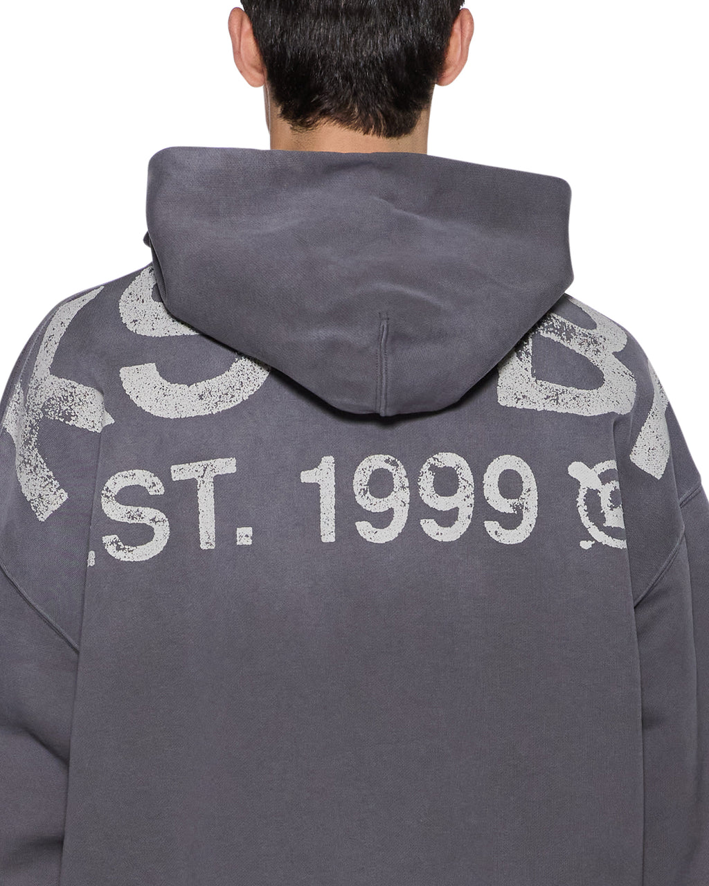 MENS STATE EKCESS HOODIE CHARCOAL FADE FLEECE