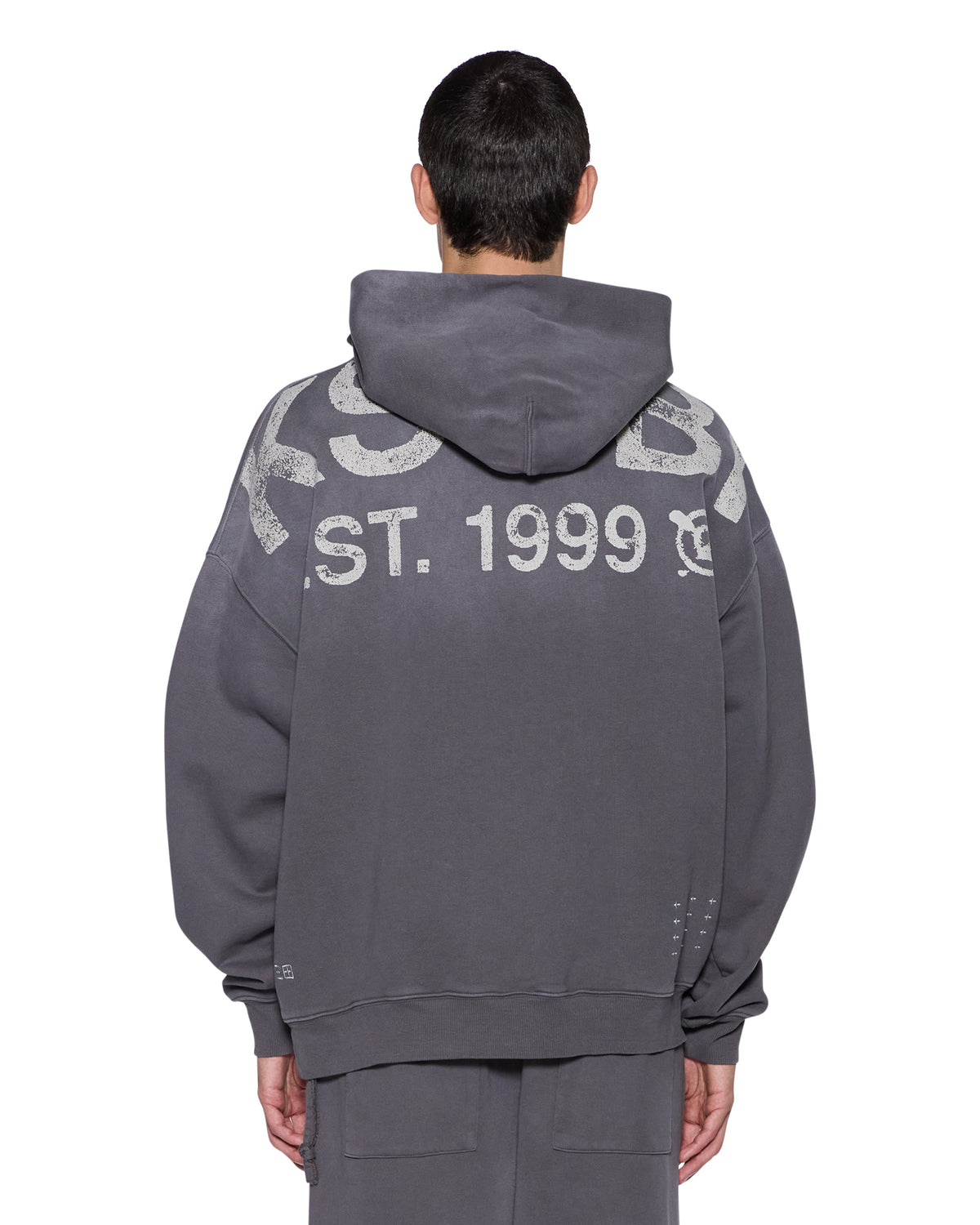 MENS STATE EKCESS HOODIE CHARCOAL FADE FLEECE