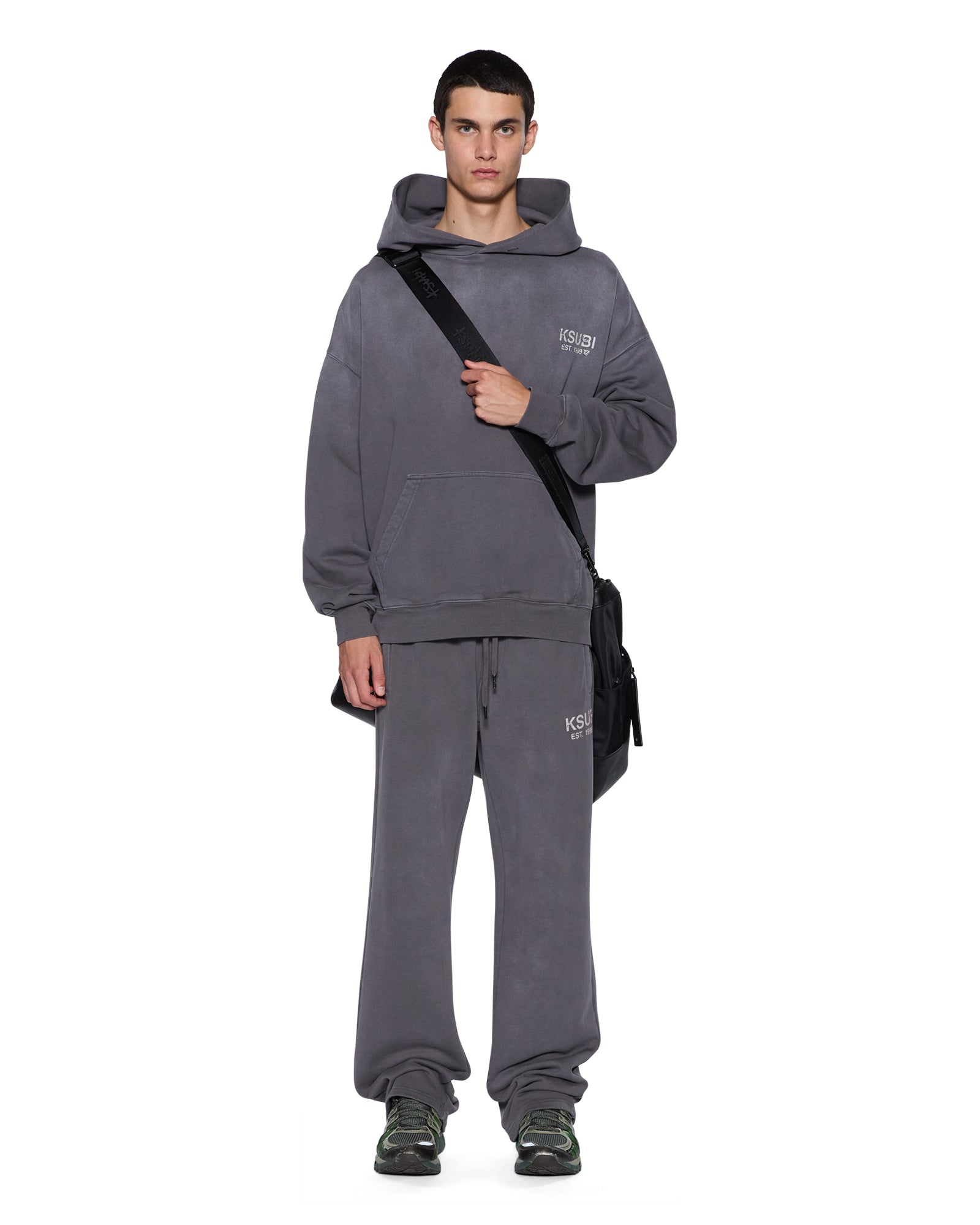 MENS STATE EKCESS HOODIE CHARCOAL FADE FLEECE