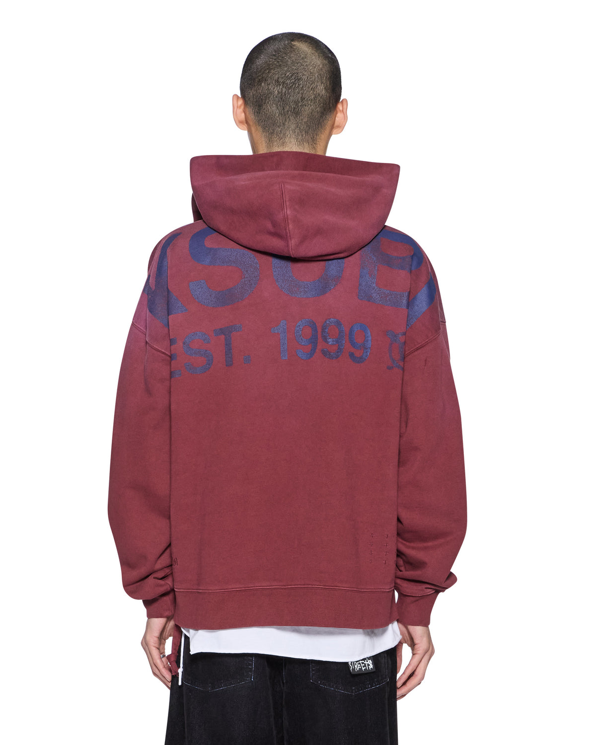 Mens State Ekcess Zip Hoodie Ox Fade Oversized Fleece - Burgundy