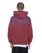 Mens State Ekcess Zip Hoodie Ox Fade Oversized Fleece - Burgundy
