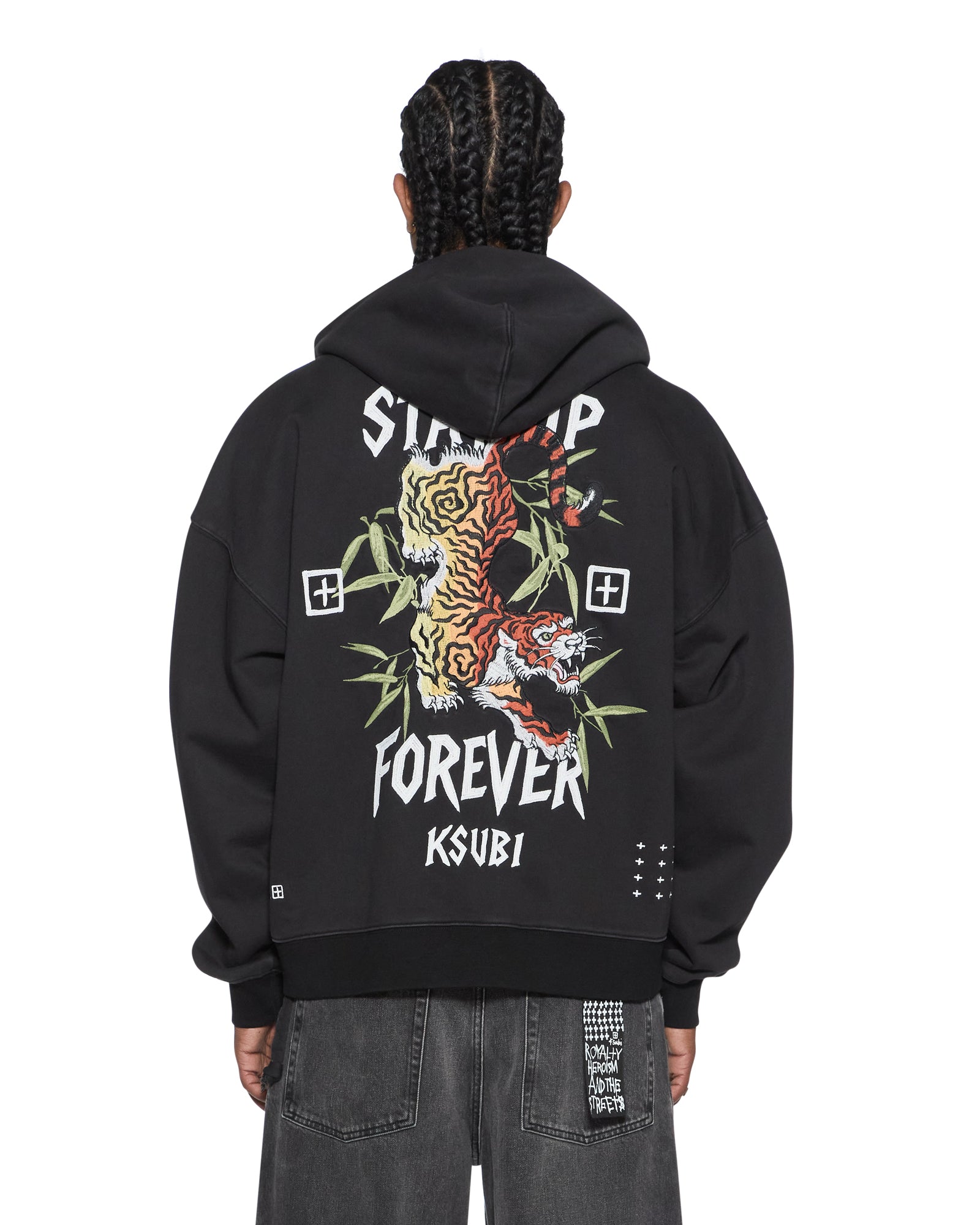 Mens Stay Up Ekcess Zip Hoodie Faded Black Fleece | Ksubi ++