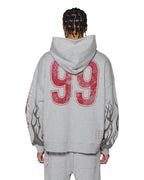 Mens Stinger Ekcess Zip Hoodie Grey Marle Oversized Fleece - Grey