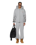 Mens Stinger Ekcess Zip Hoodie Grey Marle Oversized Fleece - Grey