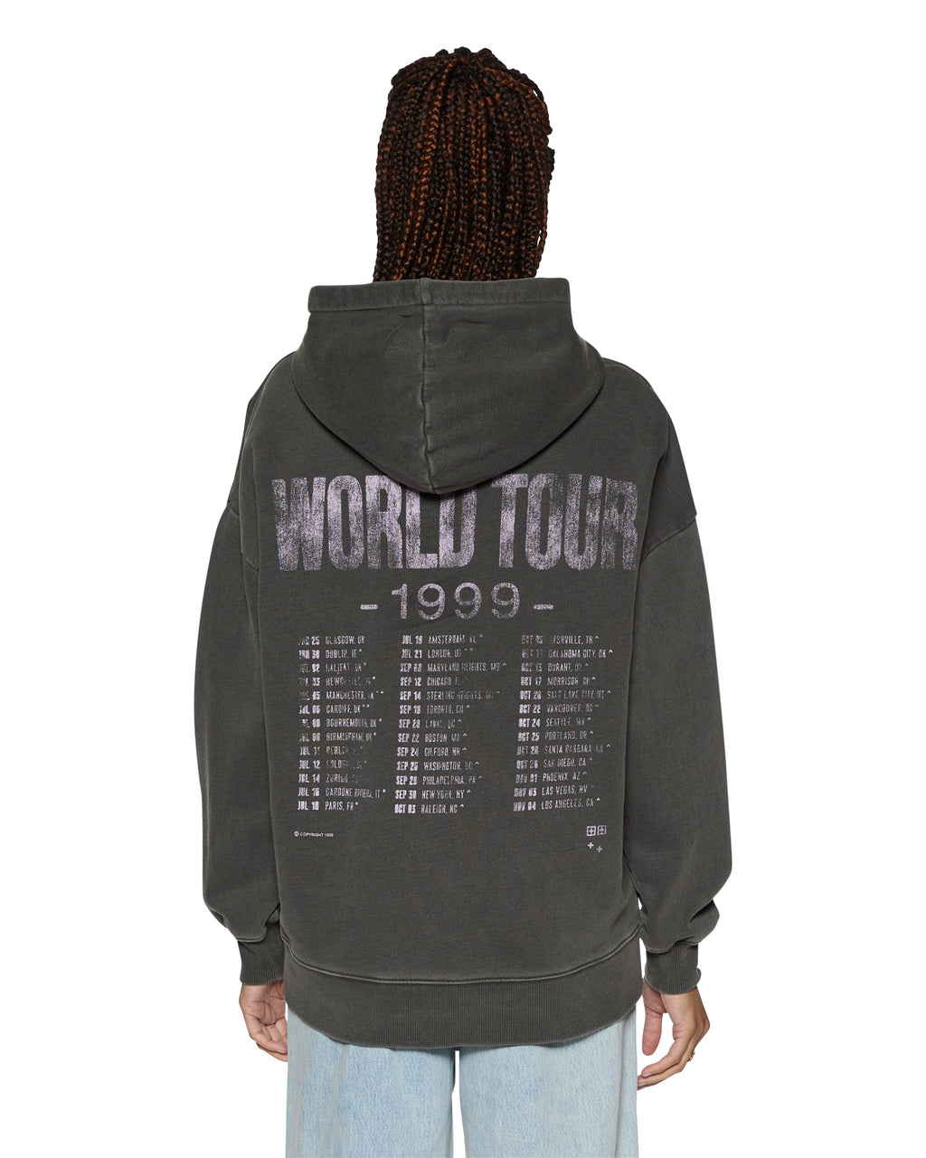 Womens World Tour Oh G Hoodie Charcoal Oversized Fleece - Grey