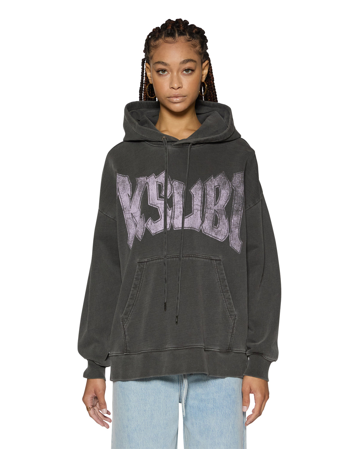 Womens World Tour Oh G Hoodie Charcoal Oversized Fleece - Grey