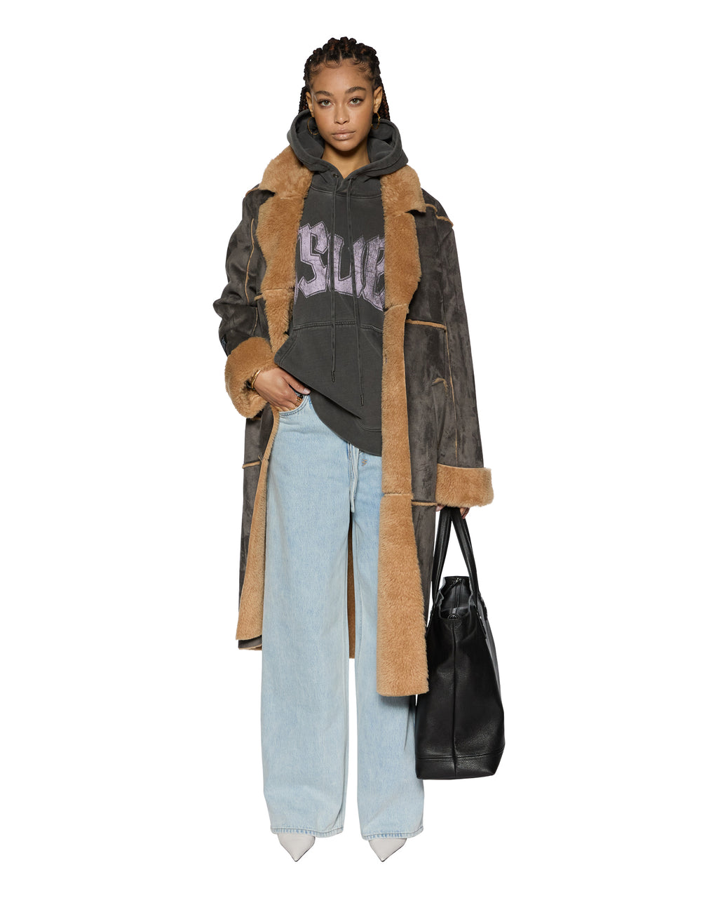 Womens Hustler Coat Steel/tan Oversized Jackets - Multi Colour