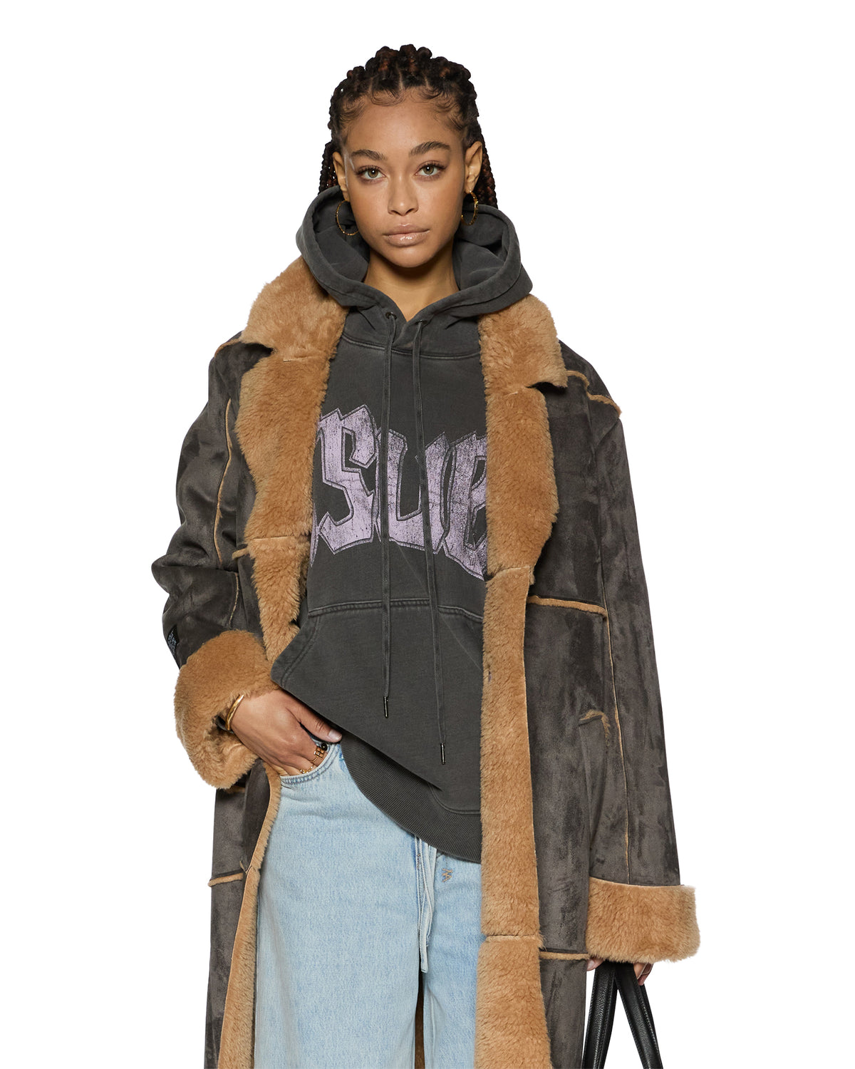 Womens Hustler Coat Steel/tan Oversized Jackets - Multi Colour