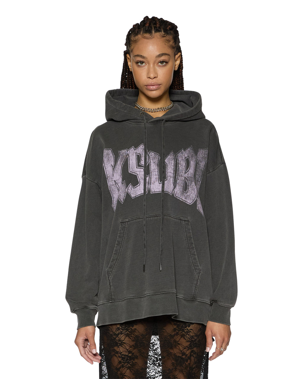Womens World Tour Oh G Hoodie Charcoal Oversized Fleece - Grey