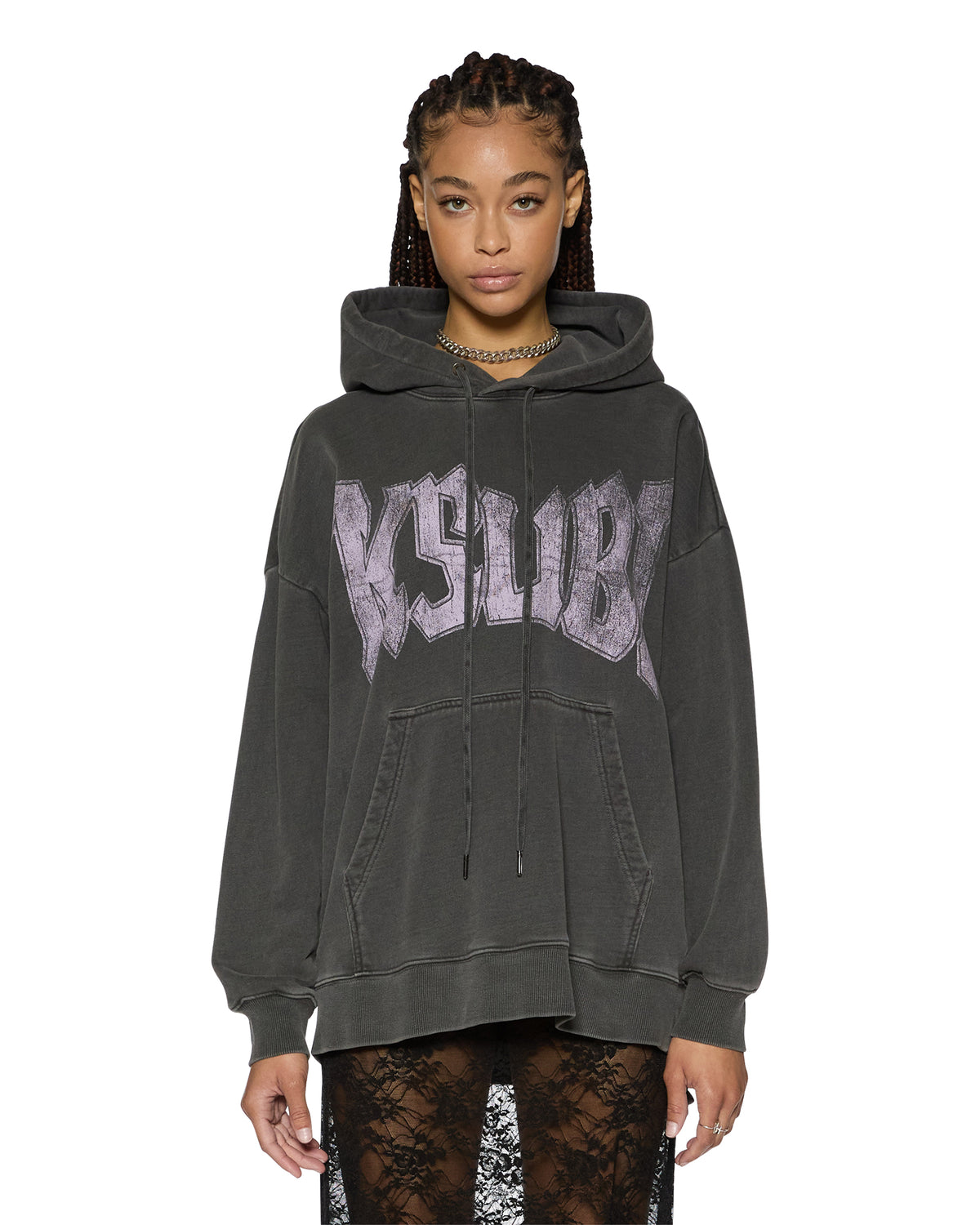 Womens World Tour Oh G Hoodie Charcoal Oversized Fleece - Grey