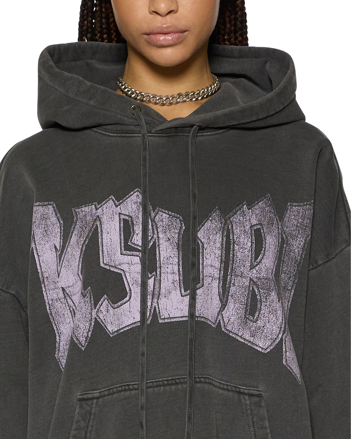 Womens World Tour Oh G Hoodie Charcoal Oversized Fleece - Grey