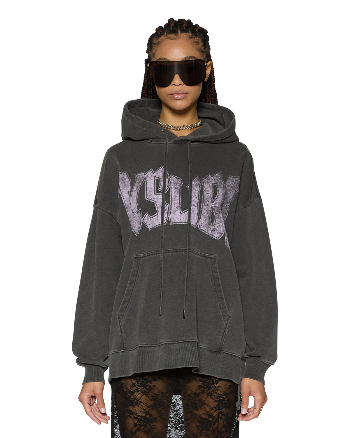 Womens World Tour Oh G Hoodie Charcoal Oversized Fleece - Grey