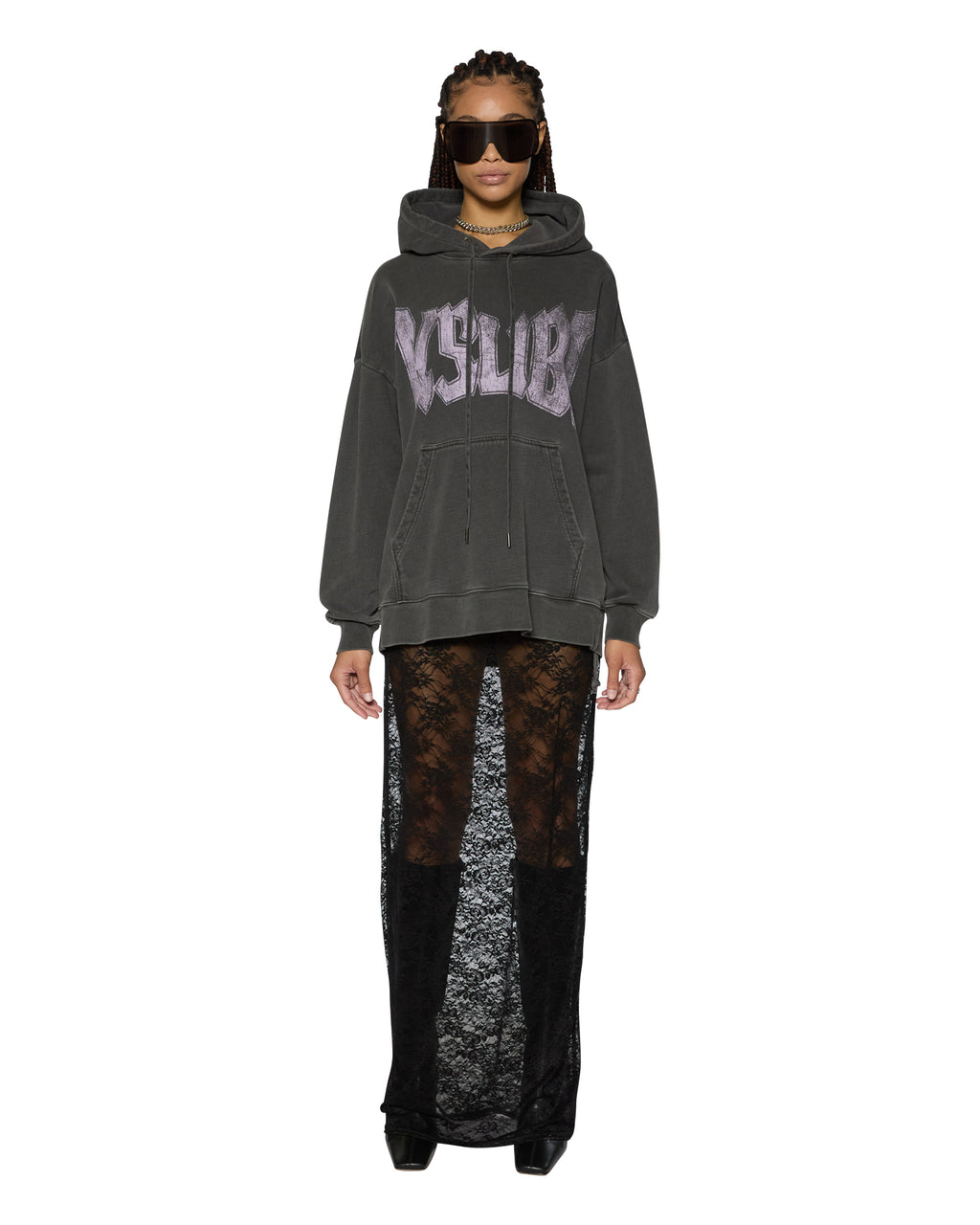Womens World Tour Oh G Hoodie Charcoal Oversized Fleece - Grey