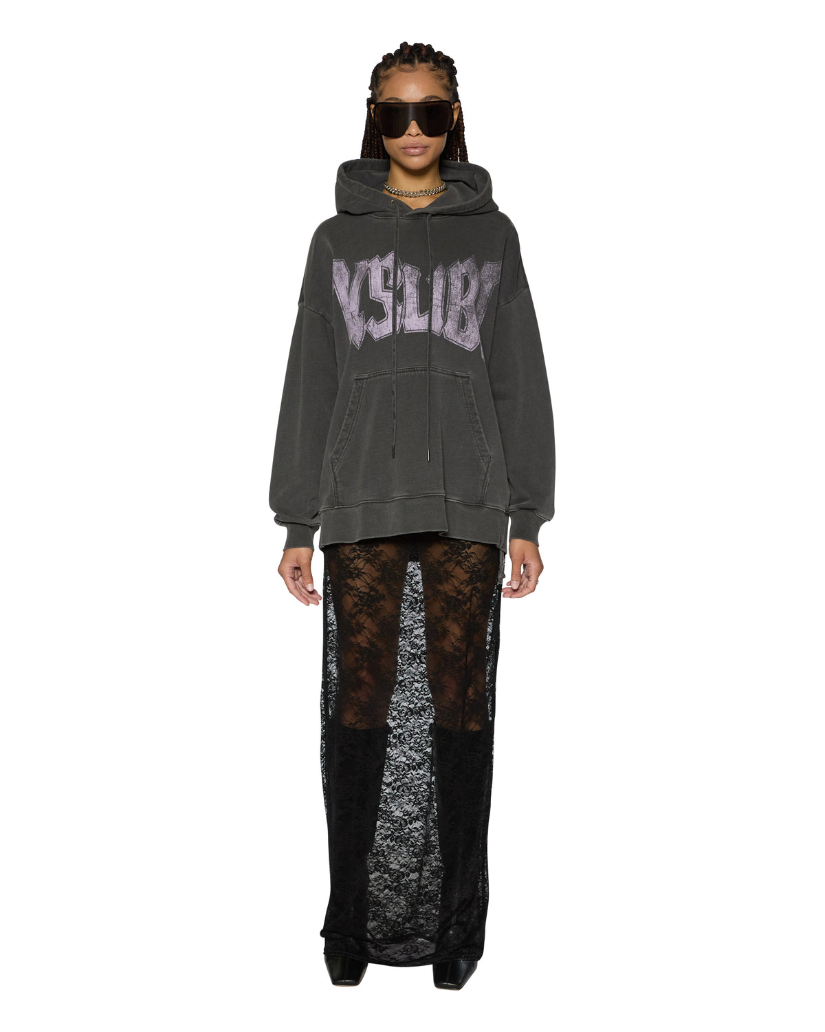 Womens World Tour Oh G Hoodie Charcoal Oversized Fleece - Grey