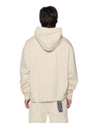 Mens Zipped Denim Hoodie Ecru Oversized Jackets - Beige