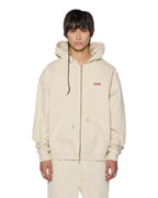 Mens Zipped Denim Hoodie Ecru Oversized Jackets - Beige