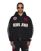 Mens Zoom Ekcess Zip Hoodie Jet Black Oversized Fleece - Black