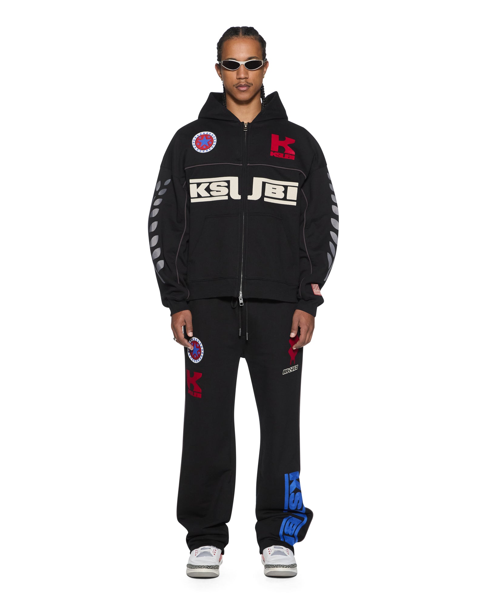 Mens Zoom Ekcess Zip Hoodie Jet Black Fleece | Ksubi ++
