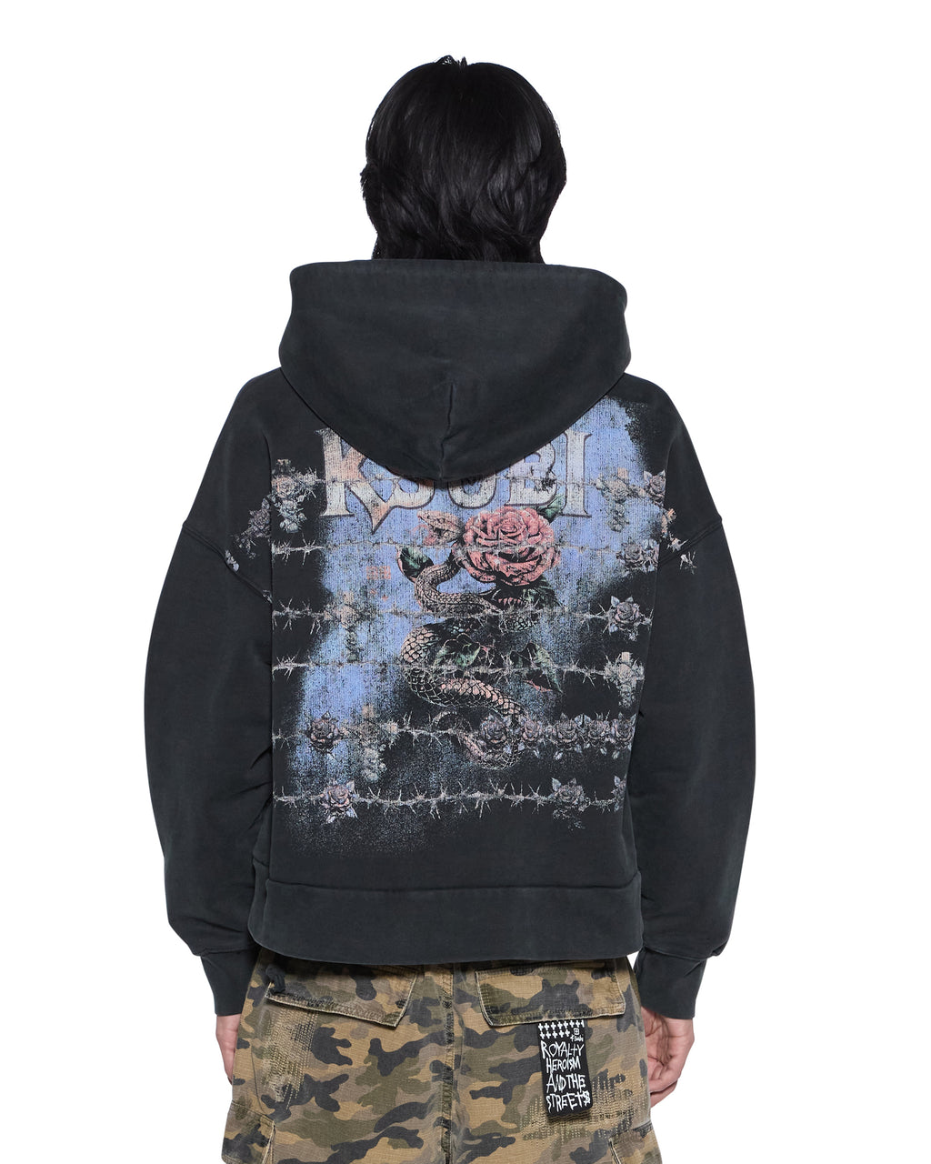 MENS DEATH SNAKE HALEN ZIP HOODIE ASH FLEECE