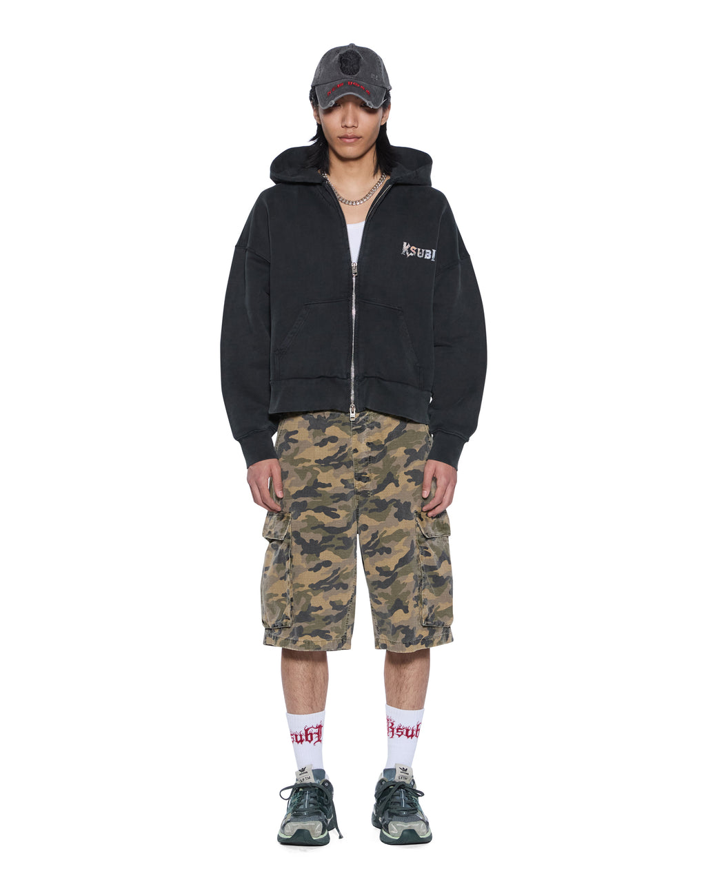 MENS DEATH SNAKE HALEN ZIP HOODIE ASH FLEECE