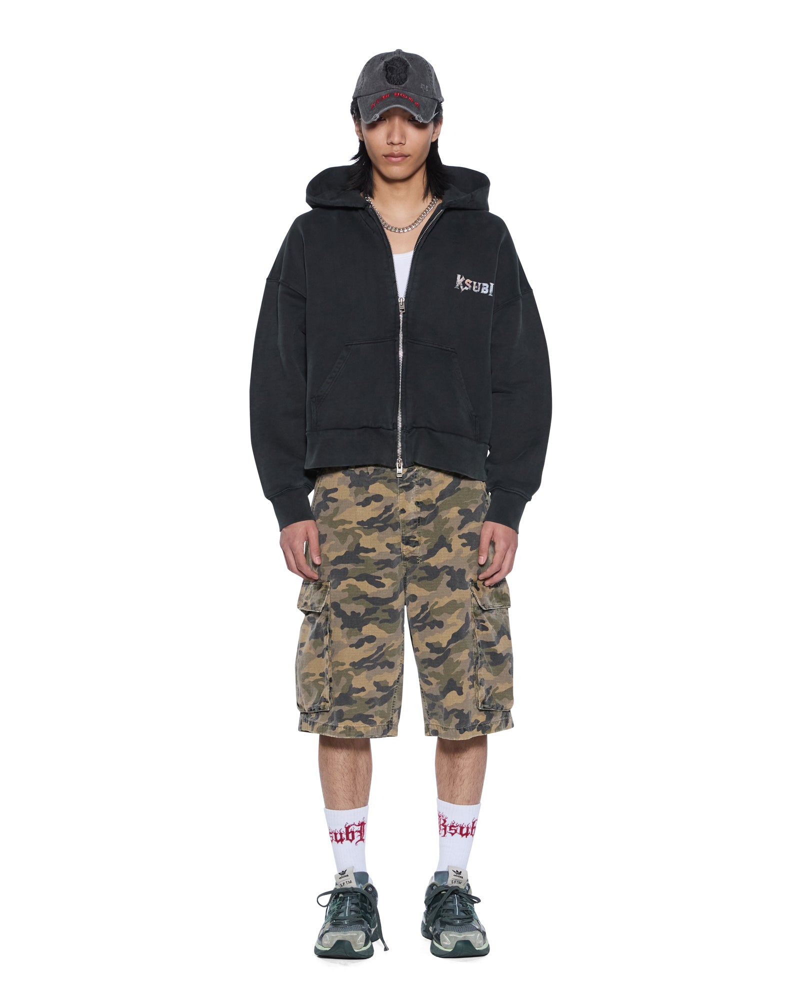 MENS  DEATH SNAKE HALEN ZIP HOODIE ASH BAGGY FLEECE