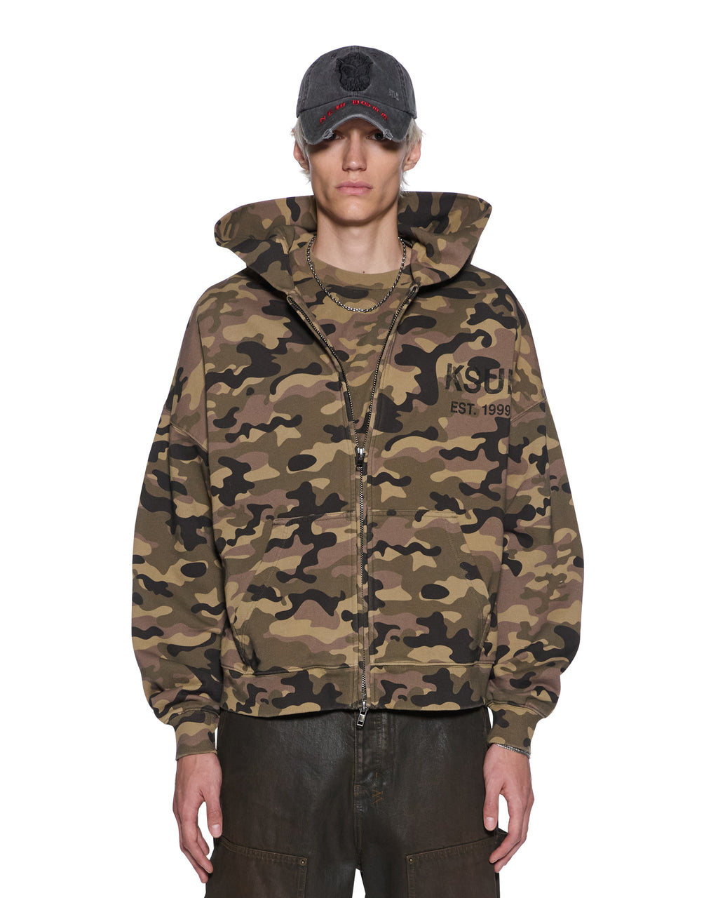 MENS ZIP THRU HALEN HOODIE CAMO FLEECE