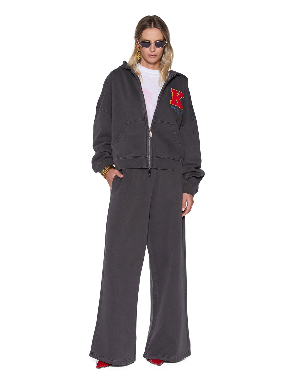 Womens Boyfriend Trakpant Washed Black Oversized Pants - Black