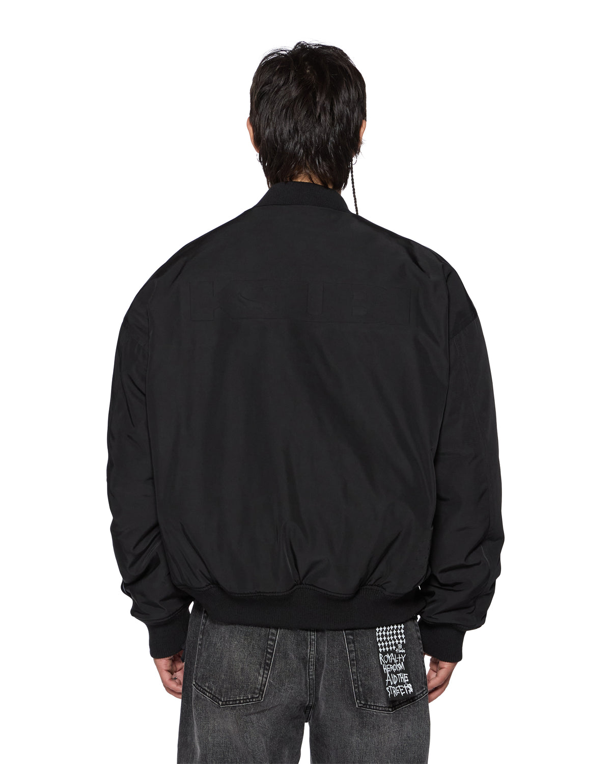 Mens Intruder Bomber Jacket Black Oversized Jackets - Black