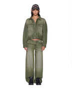 WOMENS RELAX TRUCKER JACKET MILITANT GREEN JACKETS