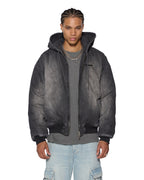 Mens Slouch Bomber Jacket Faded Black Relaxed Jackets - Black