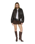 ALPHA CROP BOMBER WORN BLACK