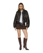 WOMENS ALPHA CROP BOMBER WORN BLACK JACKETS