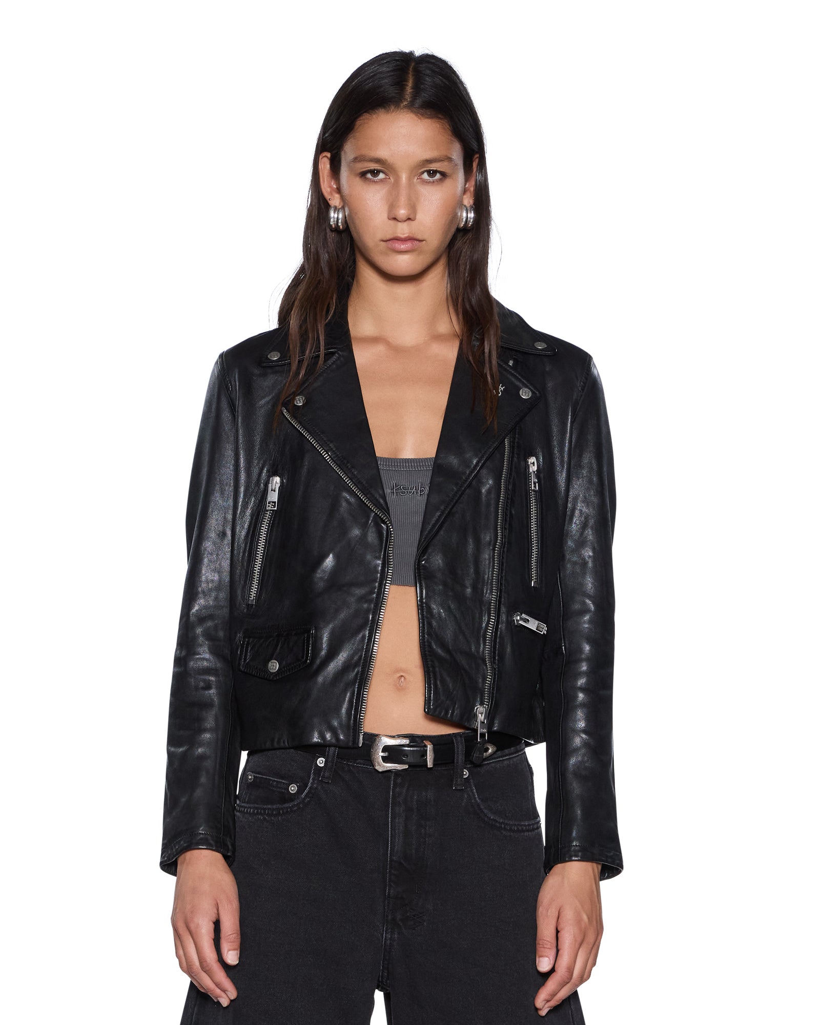WOMENS AMPLIFY LEATHER JACKET BLACK JACKETS