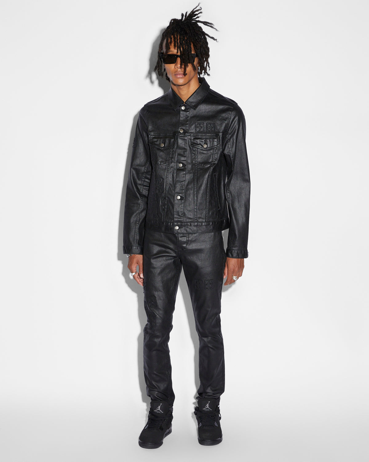 Mens Chitch 999 Black Wax Slim Denim Jeans - Black
