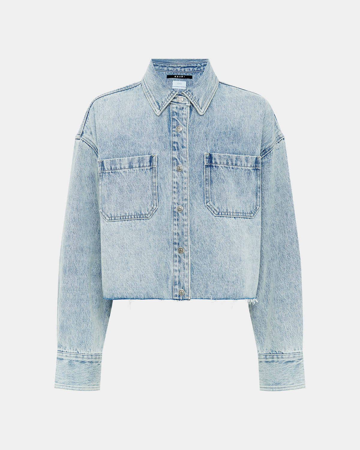 Womens Cutaway Ls Shirt Worn Cropped Shirts - Denim