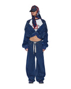 WOMENS DISTRICT BOMBER MAYFAIR BLUE SPLICED JACKETS