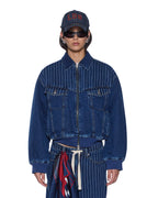 WOMENS DISTRICT BOMBER MAYFAIR BLUE SPLICED JACKETS