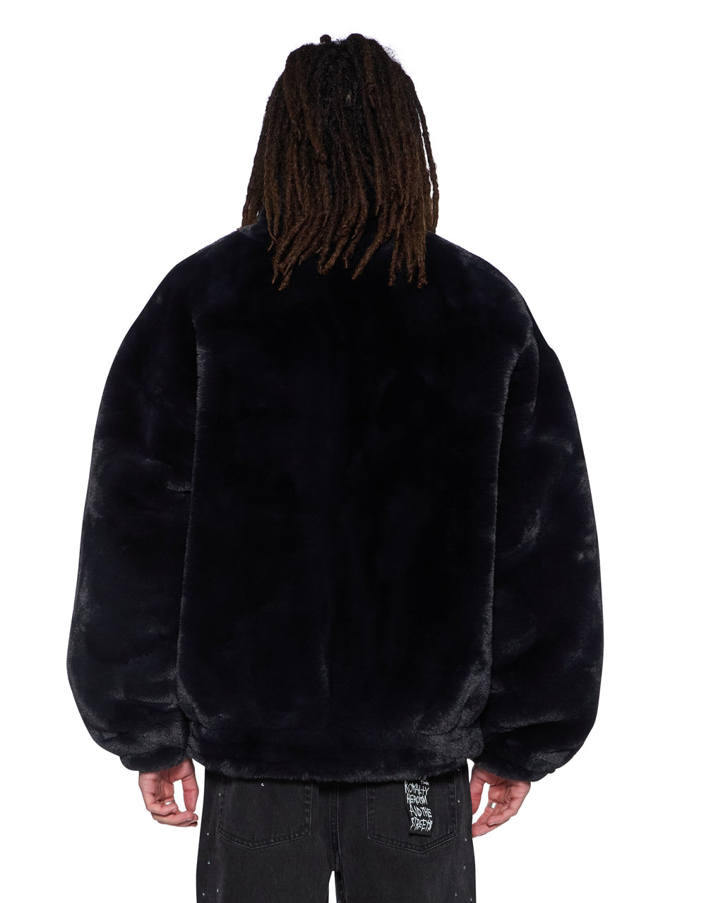 MENS HUSSLE FAUX FUR JACKET BLACK JACKETS
