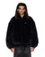 MENS  HUSSLE FAUX FUR JACKET BLACK REGULAR JACKETS