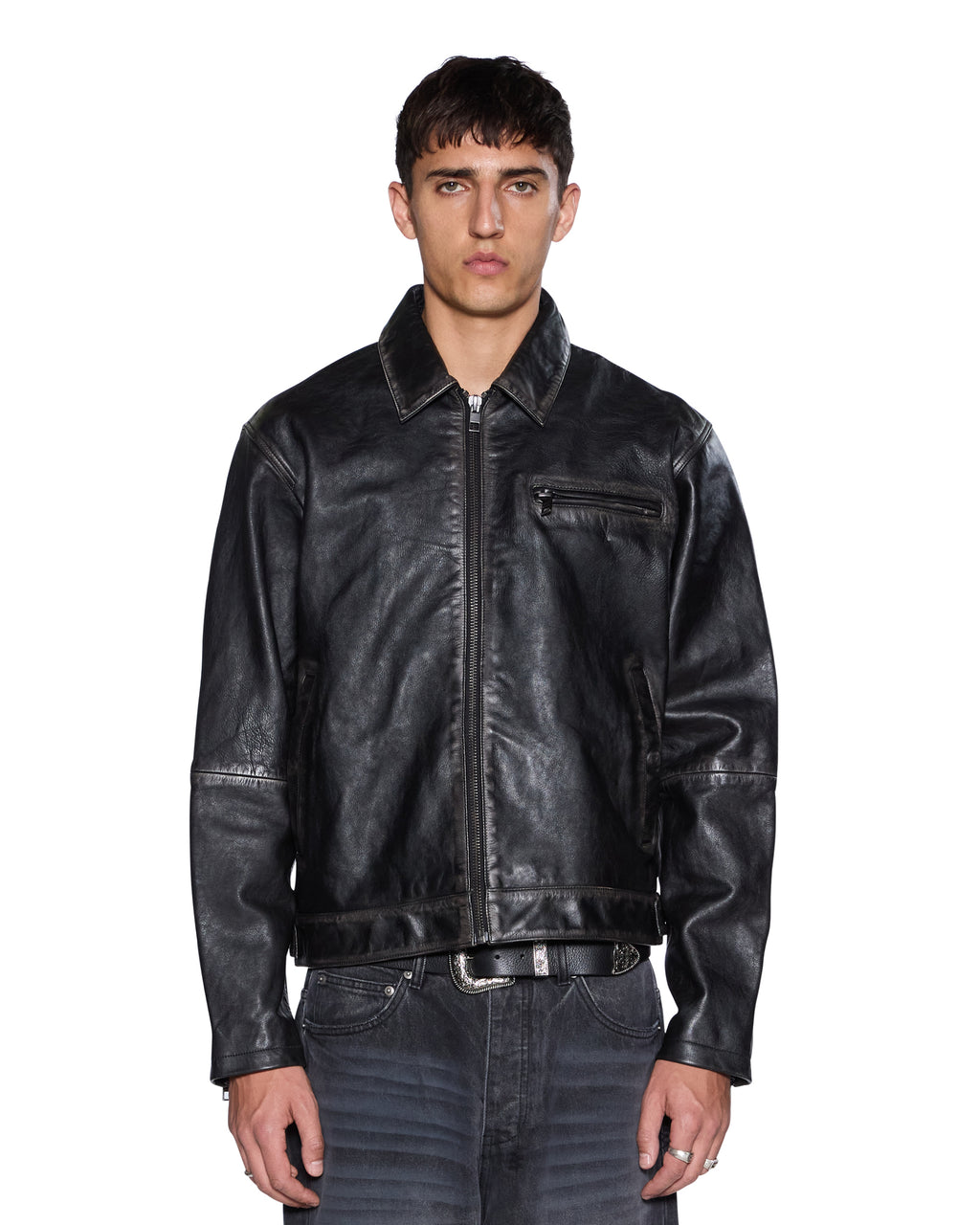 MENS ELDORADO LEATHER JACKET BLACK JACKETS