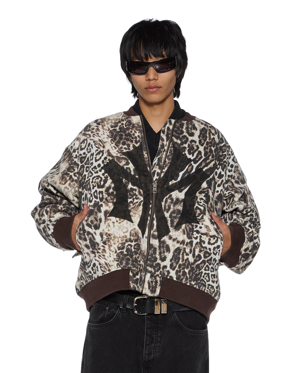Womens Mowalola Bomber Cheetah Trashed Oversized Jackets - Multi Colour