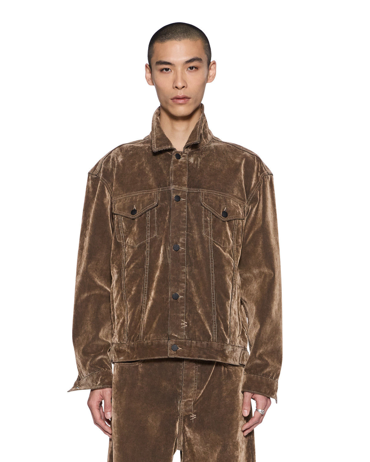 Mens Oh G Jacket Flocked Tobacco Oversized Jackets - Brown