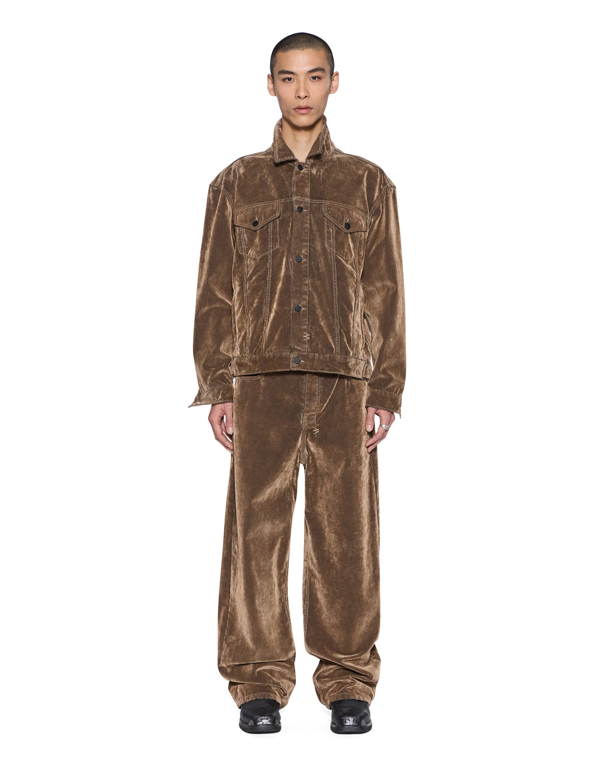 Mens Oh G Jacket Flocked Tobacco Oversized Jackets - Brown